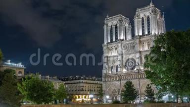 巴黎圣母院晚景，法国